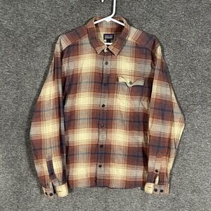 Patagonia Fjord Flannel Shirt Mens Large Plaid Organic Cotton Button Up